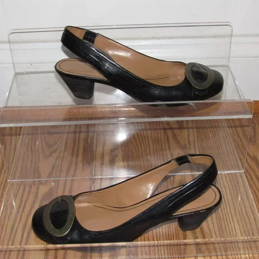 BANDOLINO Black Leather Slingback Buckle Shoes 7.5 - Picture 2 of 7